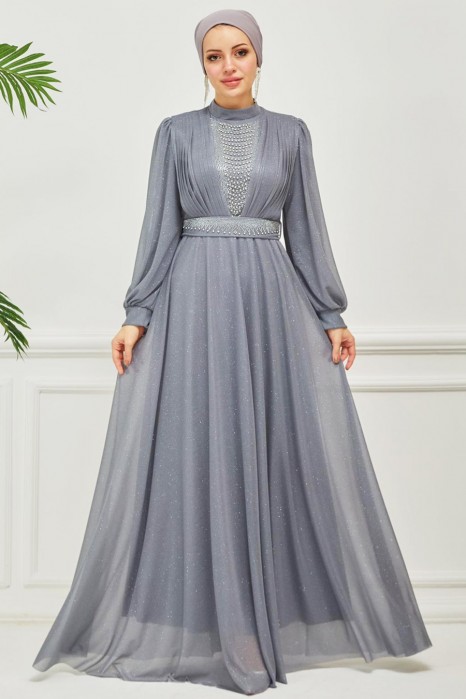 GREY EVENING DRESS