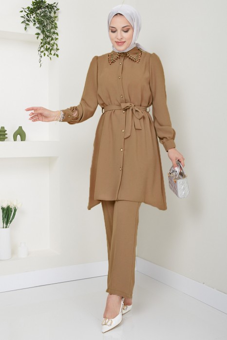 TAN COLOR PANT AND TUNIC SUIT