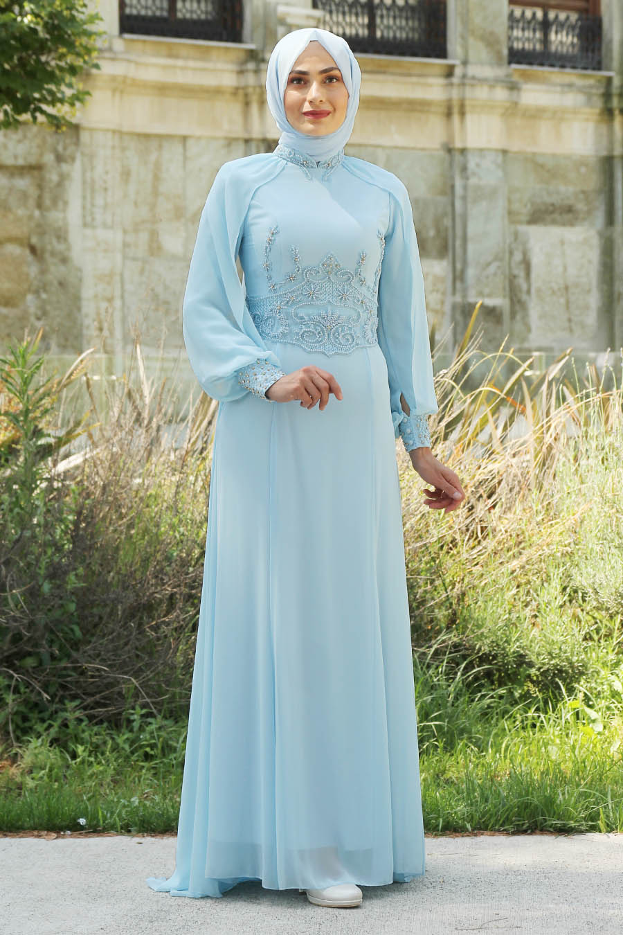 BABY BLUE EVENING DRESS