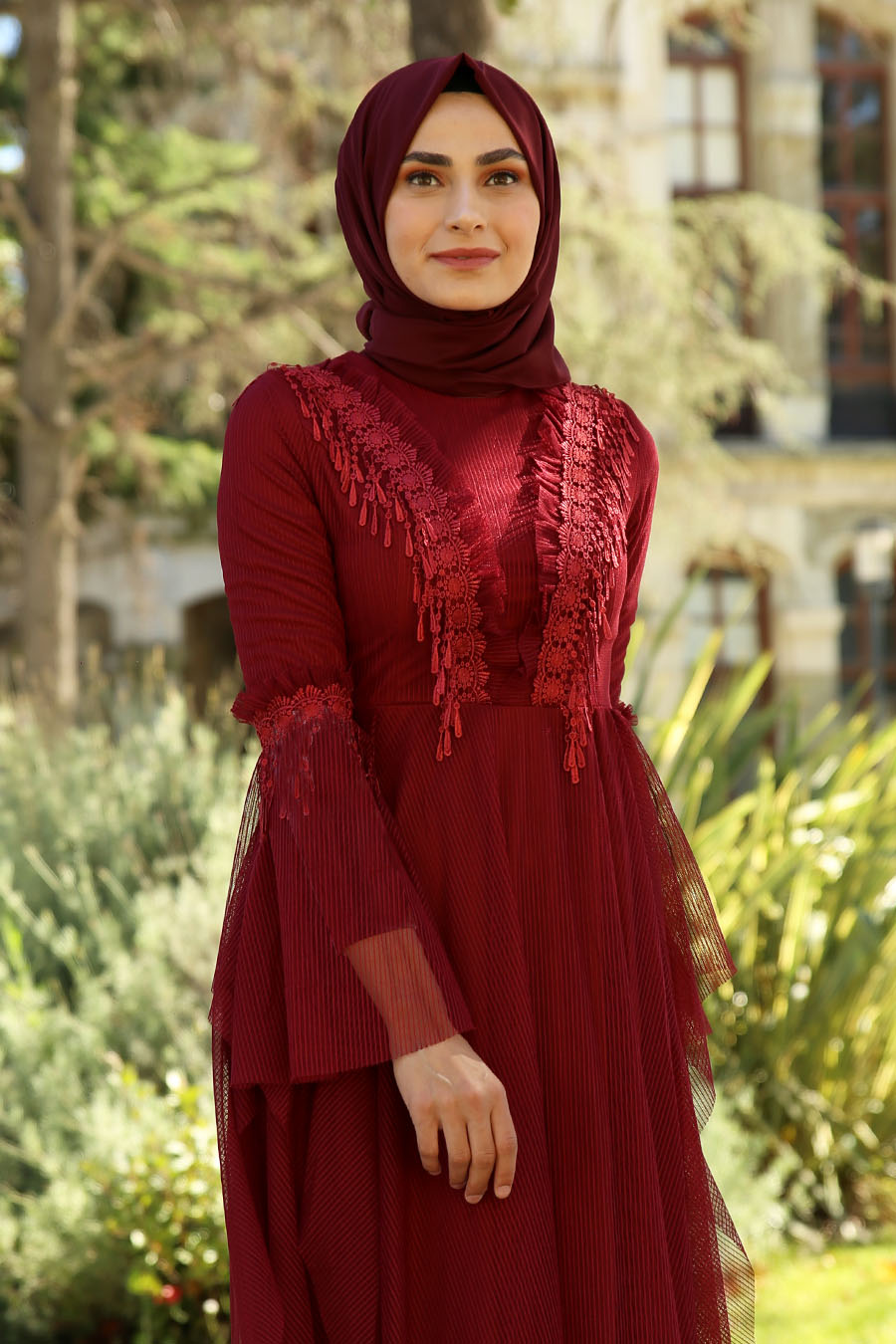 CLARET RED EVENING DRESS