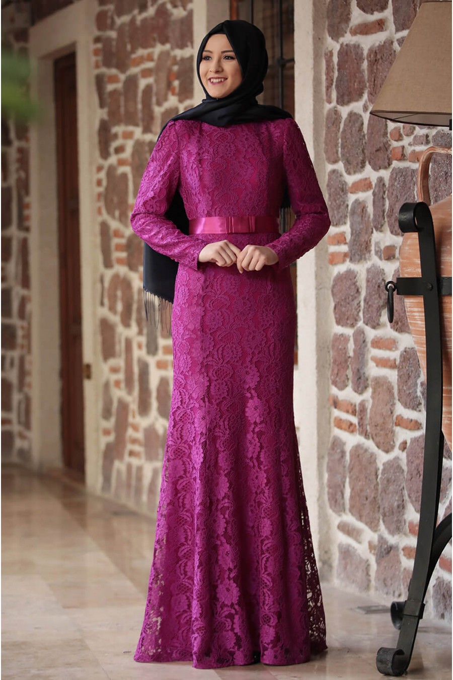 fuschia evening dress