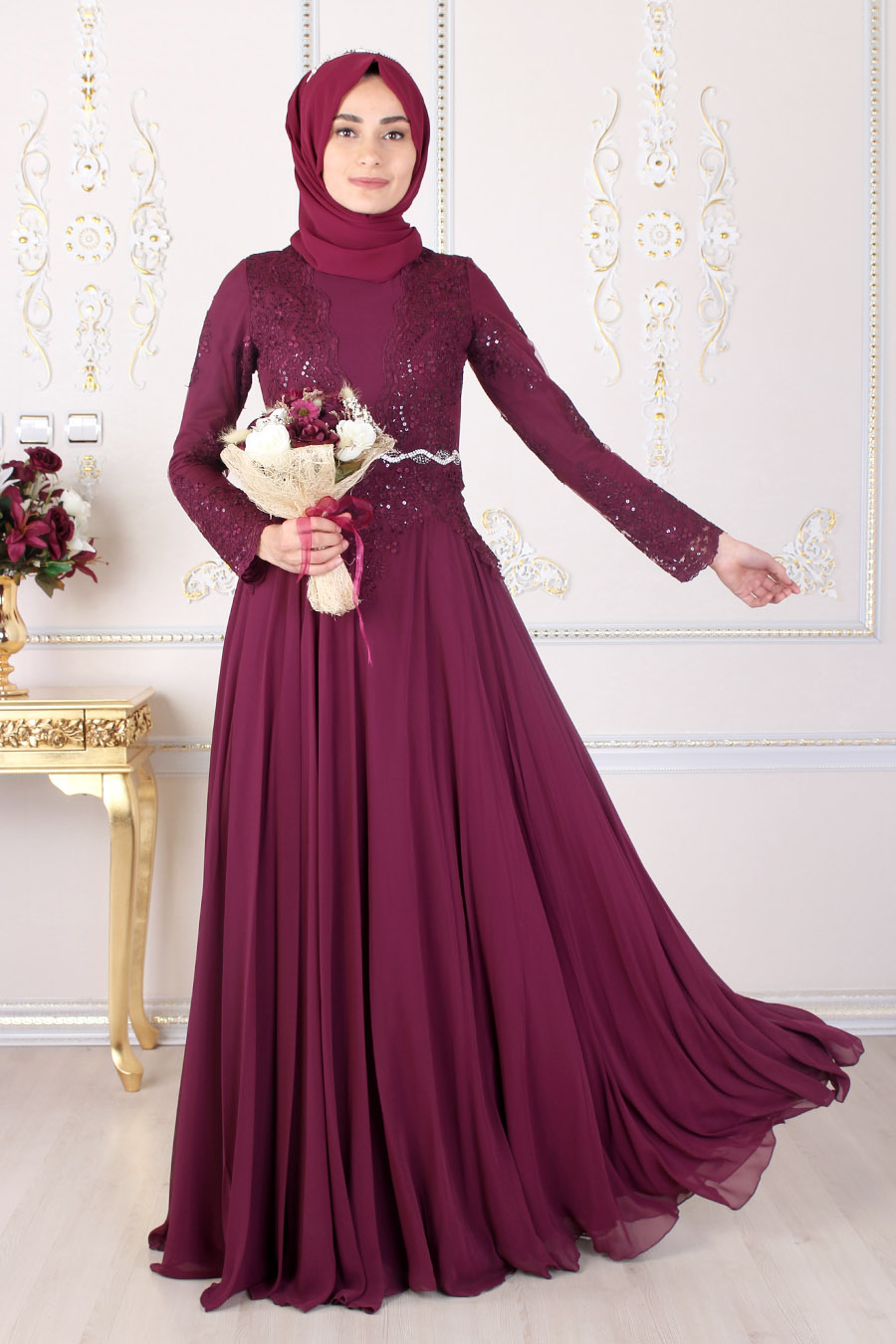 plum evening gowns