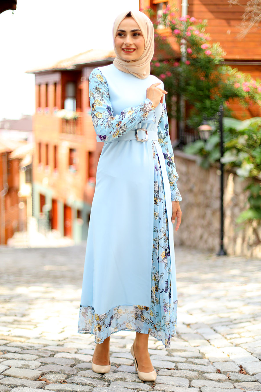 Baby blue 2025 hijab dress