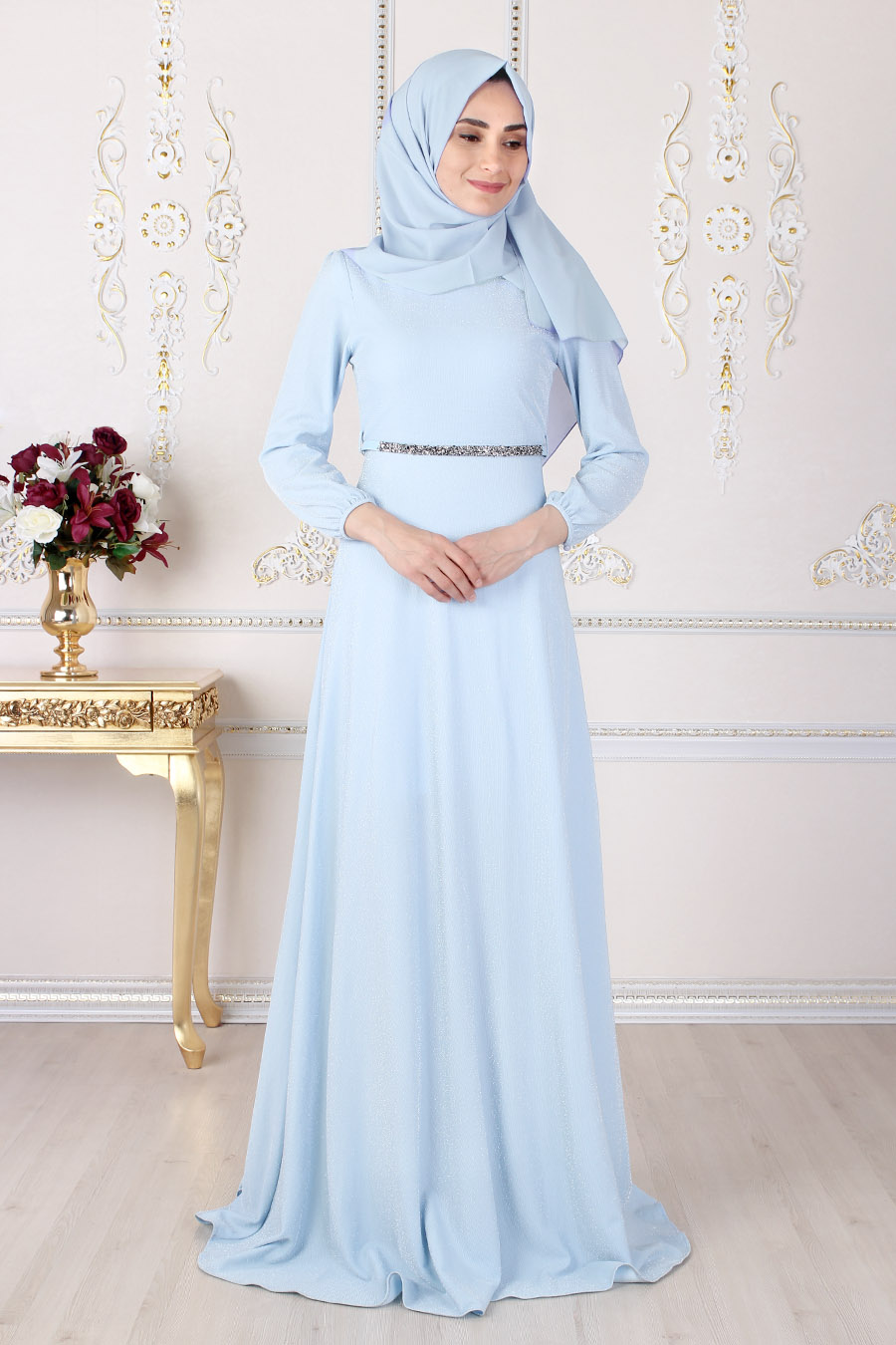 ice blue party dress